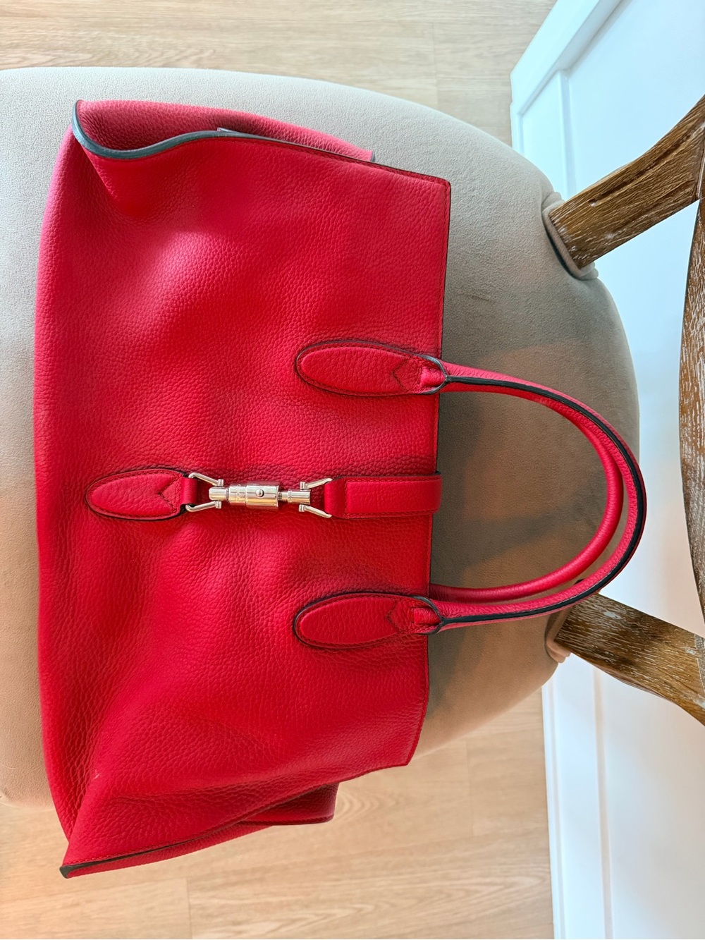 Gucci Red Pebbled Leather Jackie Tote - Like New